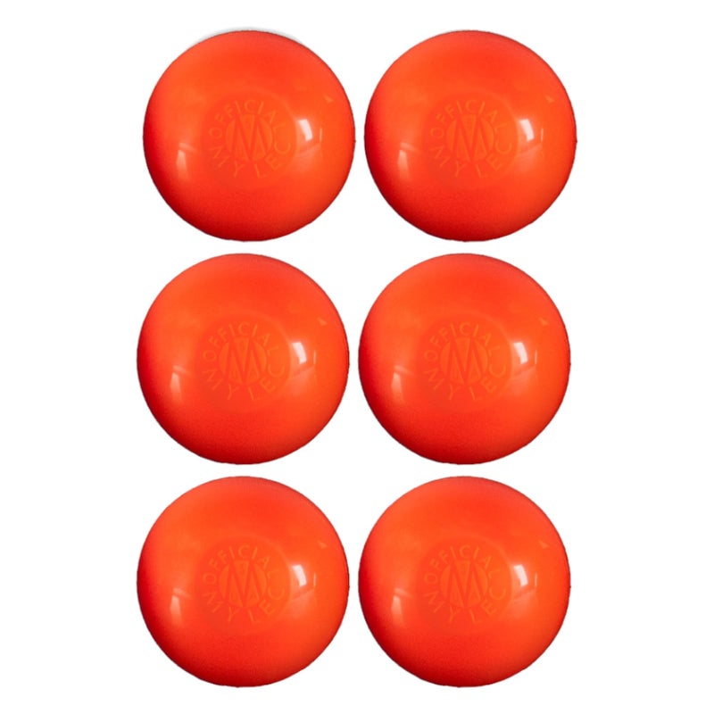 MyLec Street Hockey Balls, No-Bounce Hockey Balls, Perfect for Play at >60 Degrees F, Durable Construction, Roller Hockey Ball for Indoor/ Outdoor Play (Orange, Pack of 6) - Image 1